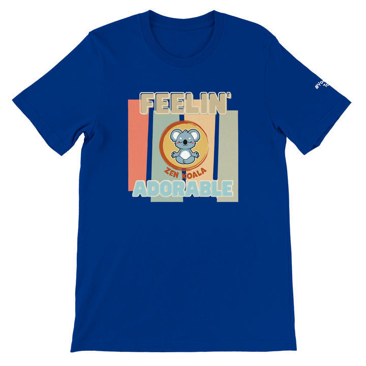 Feeling Adorable feel-good tee in true royal: retro stripes and our meditating koala, Zen Koala Australia