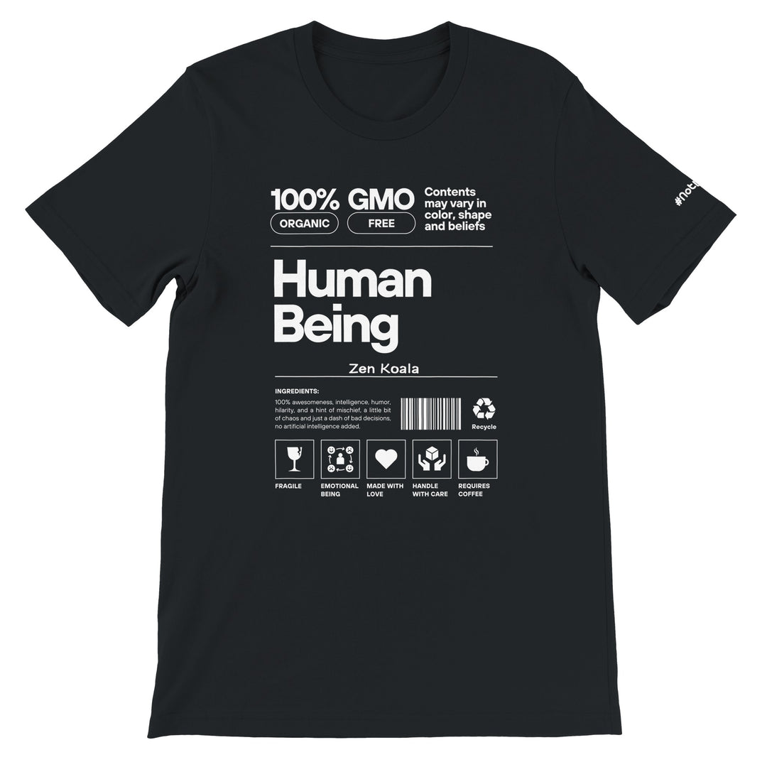 Human Being feel-good t-shirt in black — Zen Koala Australia