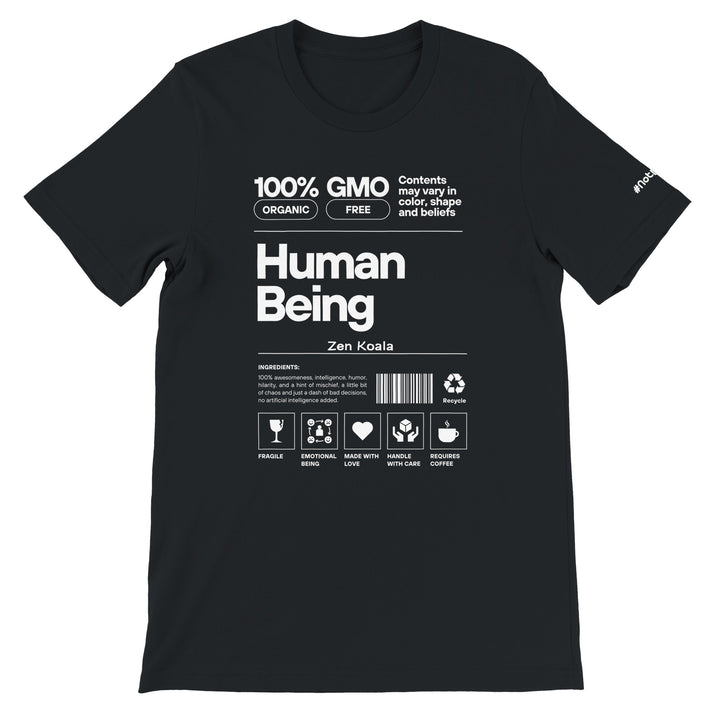 Human Being feel-good t-shirt in black — Zen Koala Australia