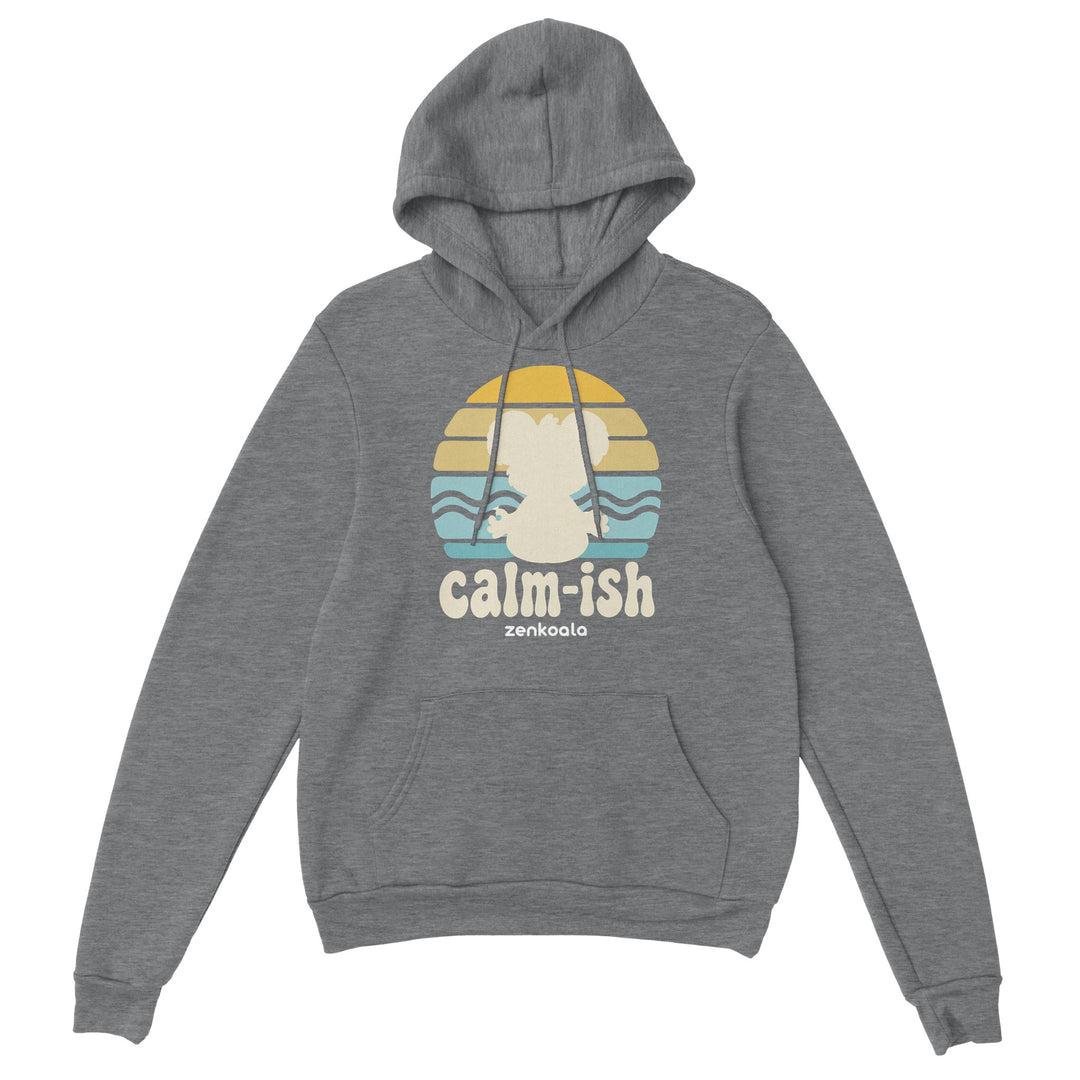 Calm-ish Retro Sunset Koala feel-good hoodie in sport grey, Zen Koala Australia
