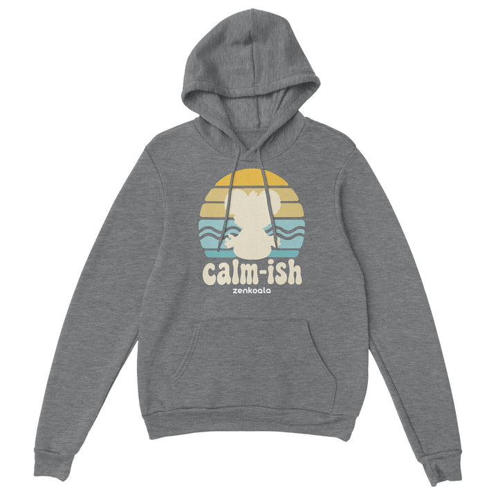 Calm-ish Retro Sunset Koala feel-good hoodie in sport grey, Zen Koala Australia