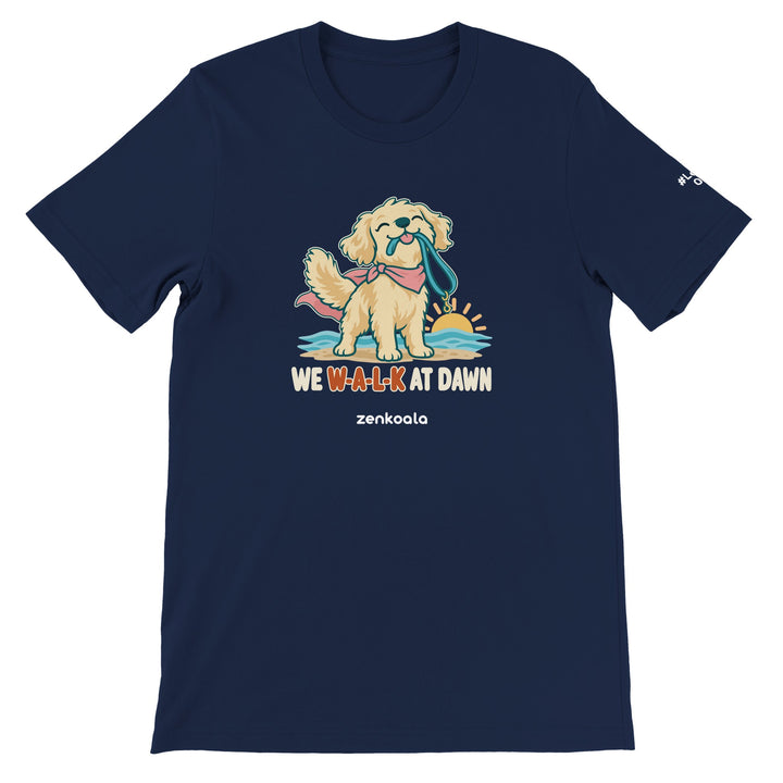 We Walk at Dawn feel-good tee in navy, Zen Koala Australia