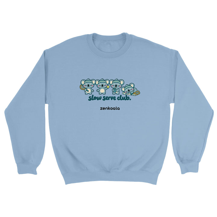 Slow Serve Club feel-good sweatshirt in light blue, Zen Koala Australia