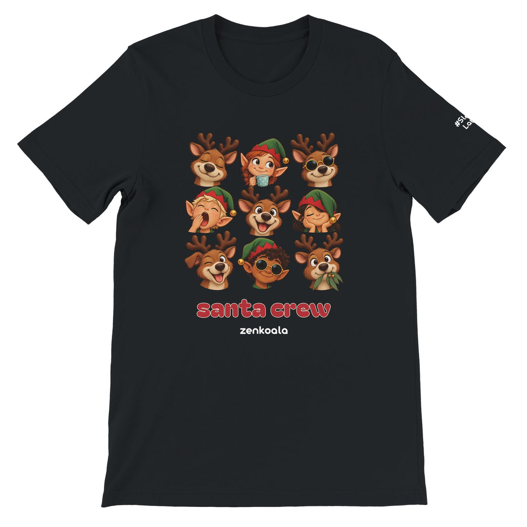 Santa Crew feel-good tee in black, Zen Koala Australia