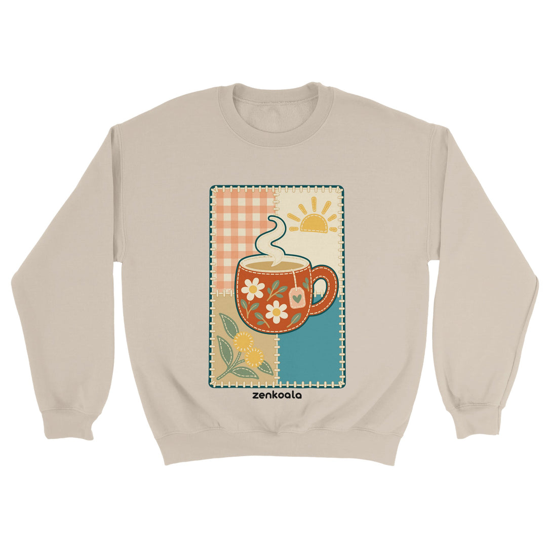 Cuppa Quilt feel-good sweatshirt in sand, Zen Koala Australia