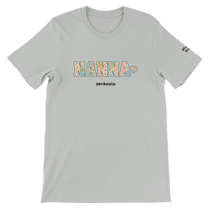 Nanna Faux Patchwork feel-good tee in silver, Zen Koala Australia