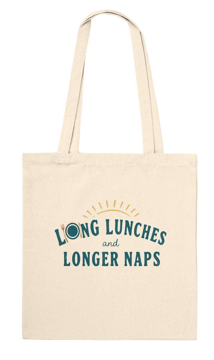 Long Lunches and Longer Naps feel-good tote bag in natural, Zen Koala Australia