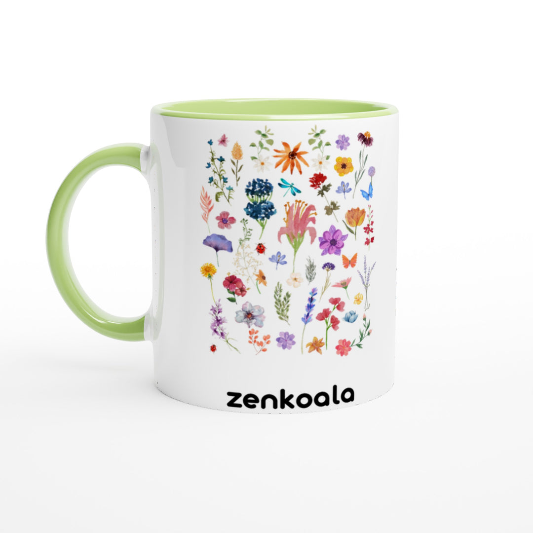 Stay Wild mug in green: white with a green rim, inside and handle, Zen Koala Australia