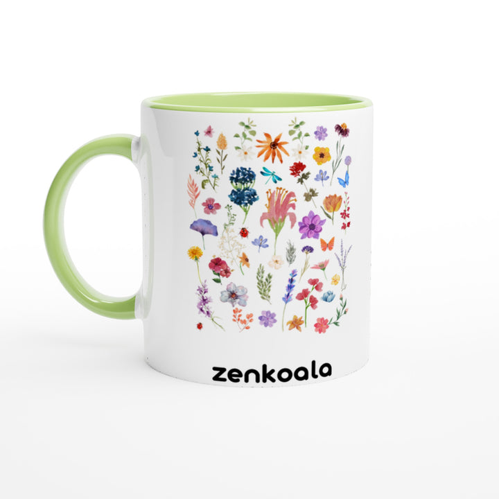 Stay Wild mug in green: white with a green rim, inside and handle, Zen Koala Australia