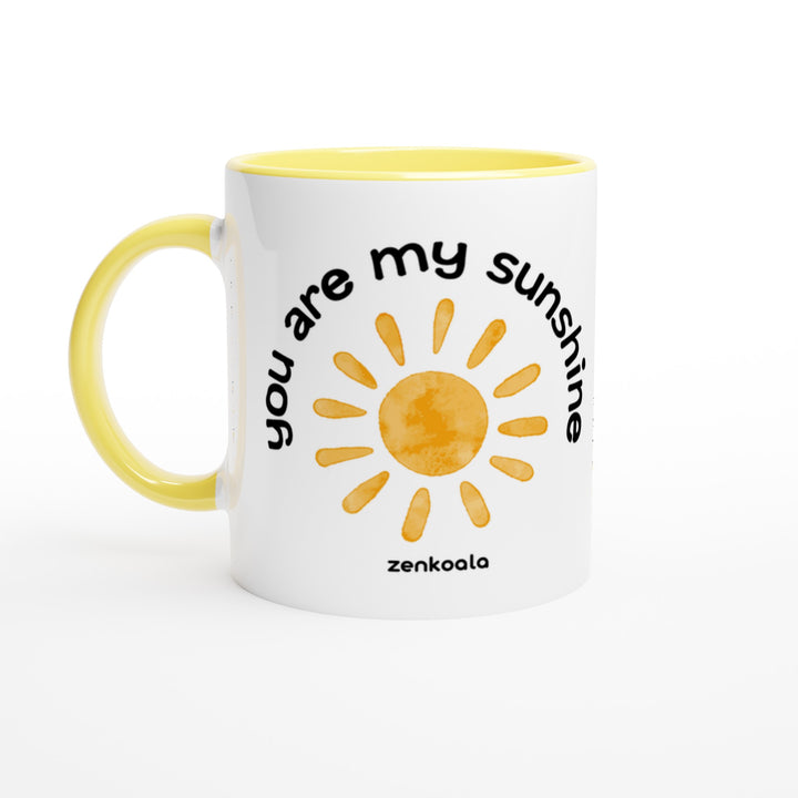 You Are My Sunshine mug in yellow: white with a yellow rim, inside and handle, Zen Koala Australia