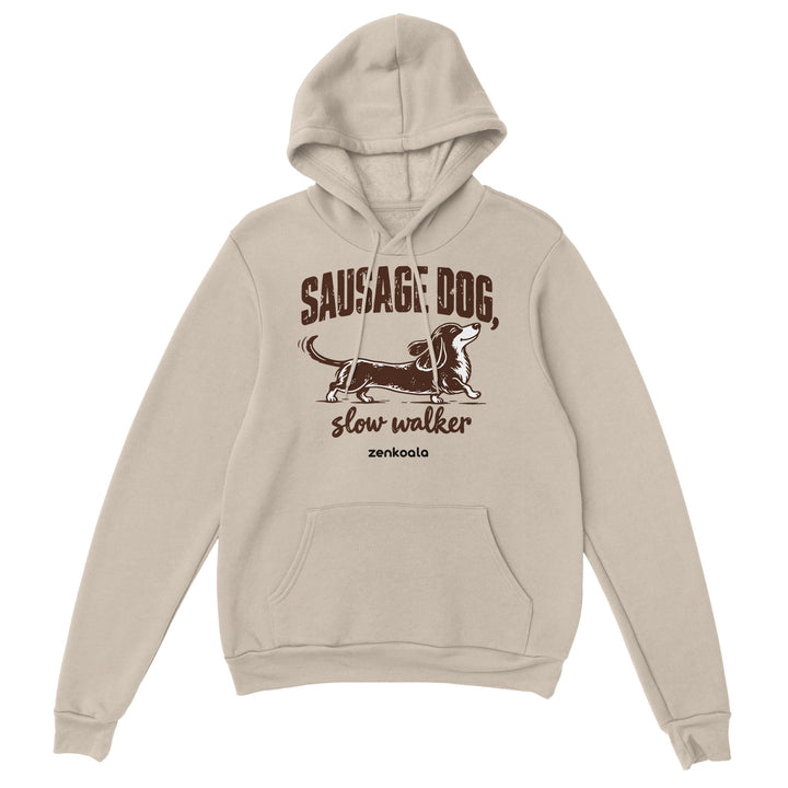 Sausage Dog Slow Walker feel-good hoodie in sand, Zen Koala Australia
