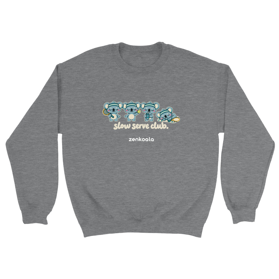 Slow Serve Club feel-good sweatshirt in sport grey, Zen Koala Australia