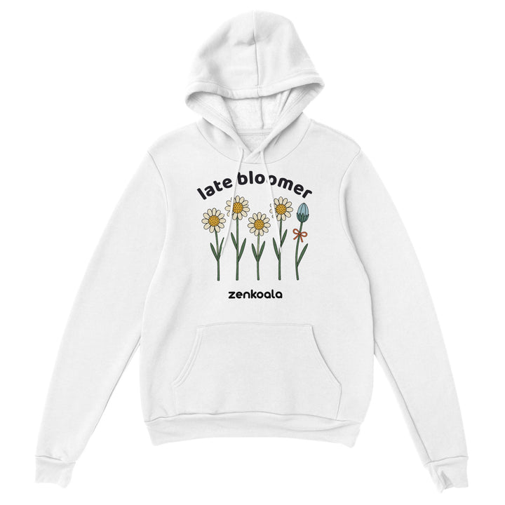 Late Bloomer feel-good hoodie in White — Zen Koala Australia