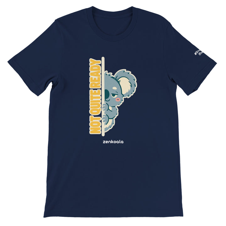 Not Quite Ready feel-good tee in navy, Zen Koala Australia