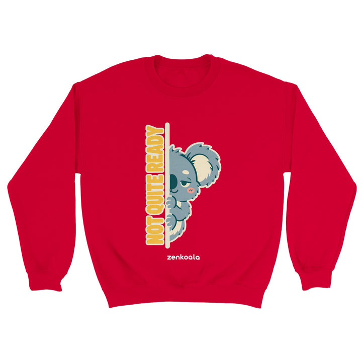 Not Quite Ready feel-good sweatshirt in red, Zen Koala Australia