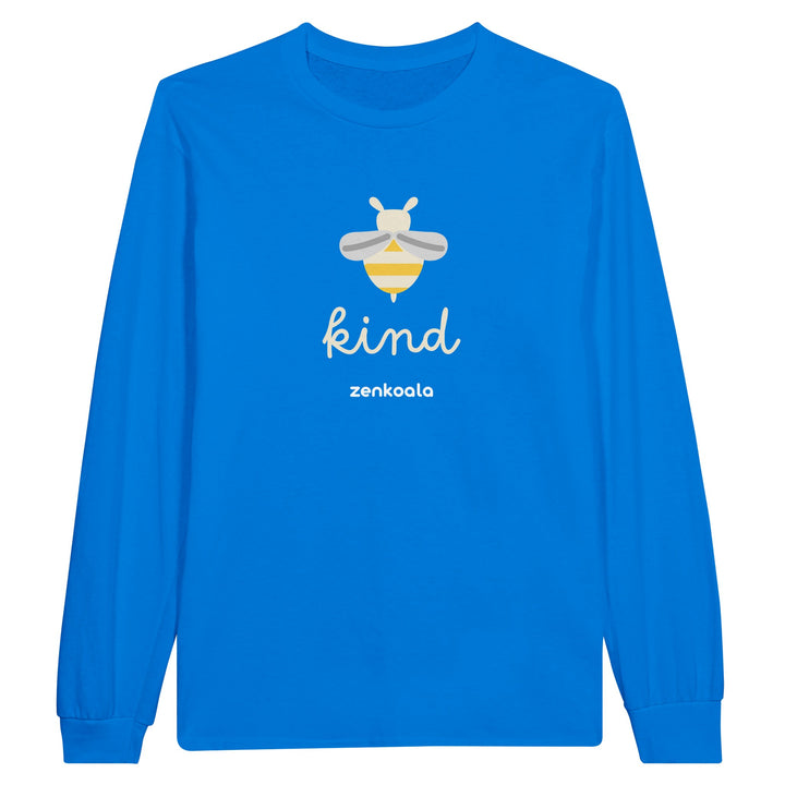 Bee Kind feel-good long sleeve tee in royal, Zen Koala Australia