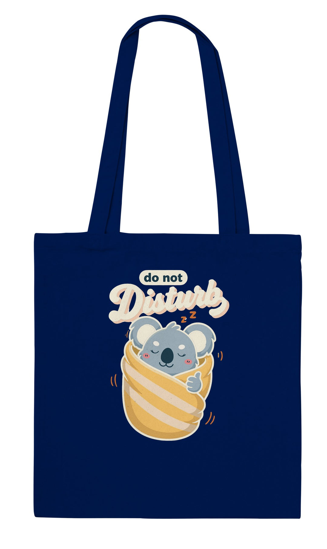 Do Not Disturb Koala feel-good tote bag in navy, Zen Koala Australia