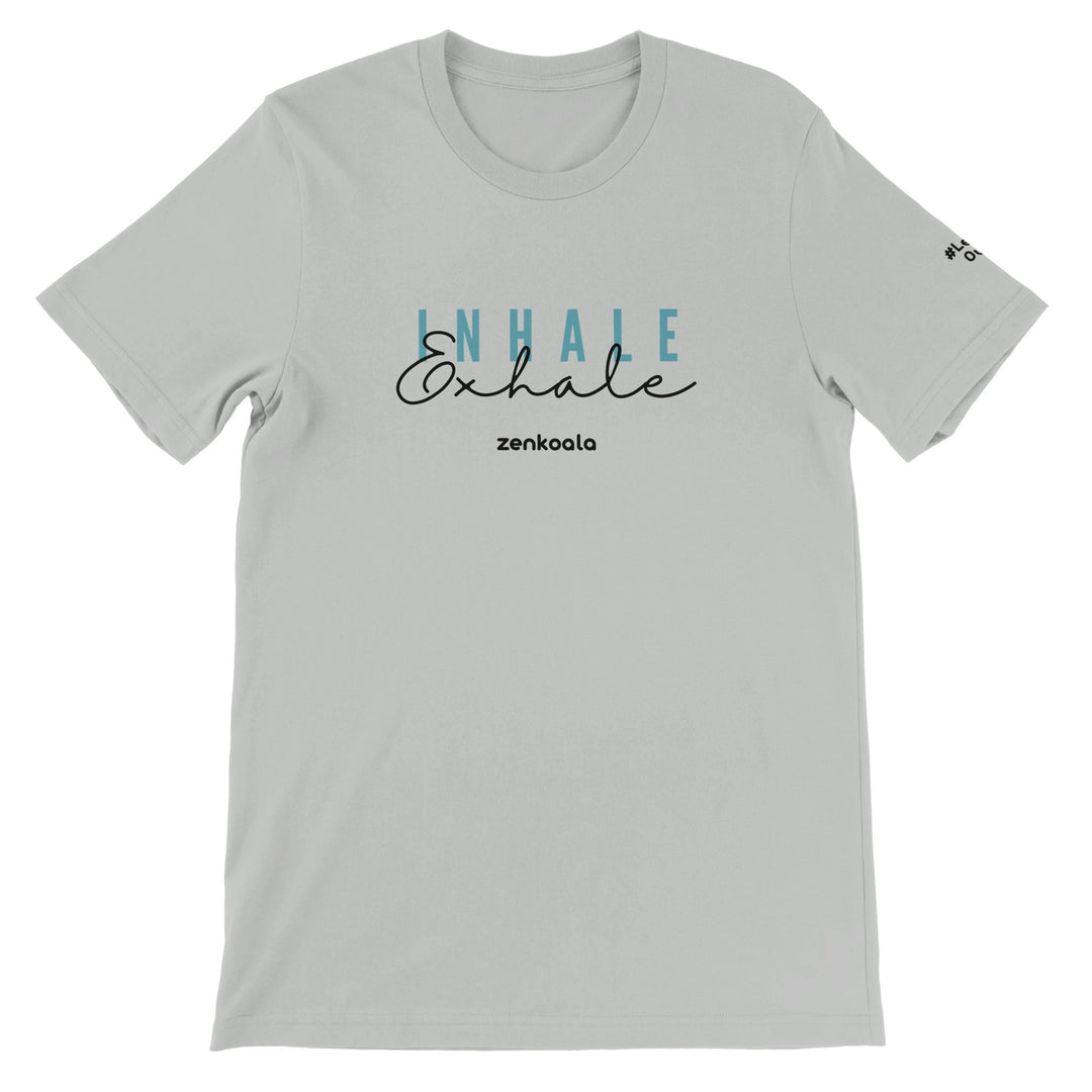 Exhale feel-good tee in silver, Zen Koala Australia