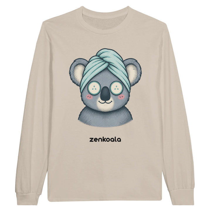 Koala Spa Day long sleeve tee in sand — Zen Koala Australia