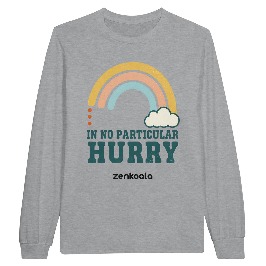 In No Particular Hurry long sleeve tee in sports grey — Zen Koala Australia