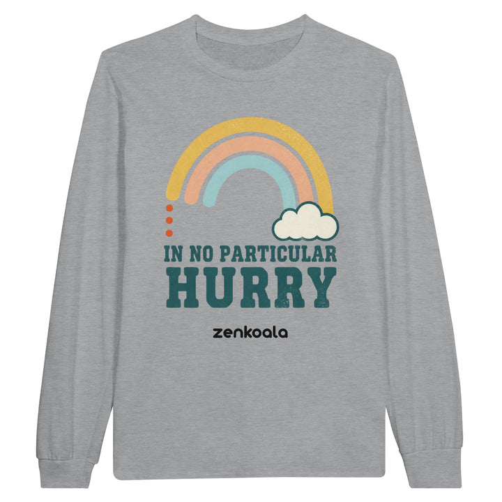 In No Particular Hurry long sleeve tee in sports grey — Zen Koala Australia