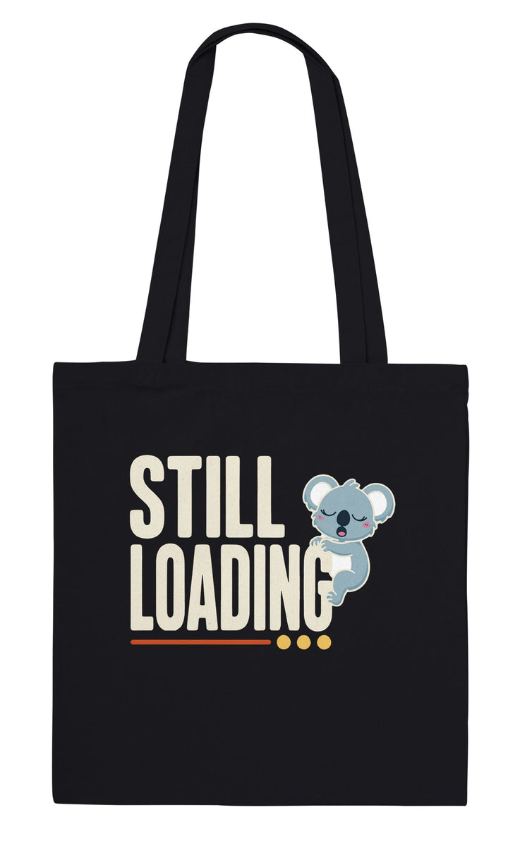 Still Loading Koala feel-good tote bag in black, Zen Koala Australia