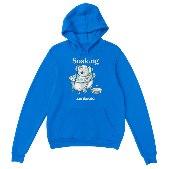 Soaking Koala Bath feel-good hoodie in Royal — Zen Koala Australia