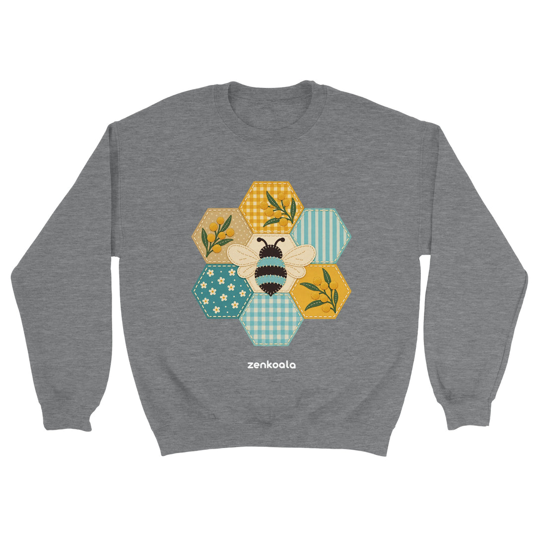 Honeycomb Bee feel-good sweatshirt in sport grey, Zen Koala Australia
