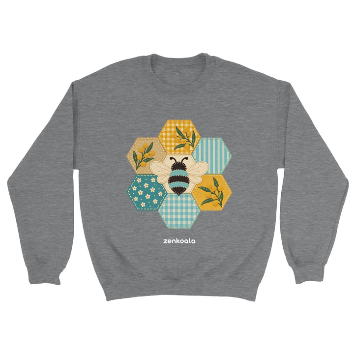 Honeycomb Bee feel-good sweatshirt in sport grey, Zen Koala Australia