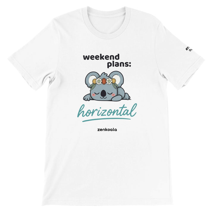 Weekend Plans Horizontal Koala feel-good tee in white, Zen Koala Australia