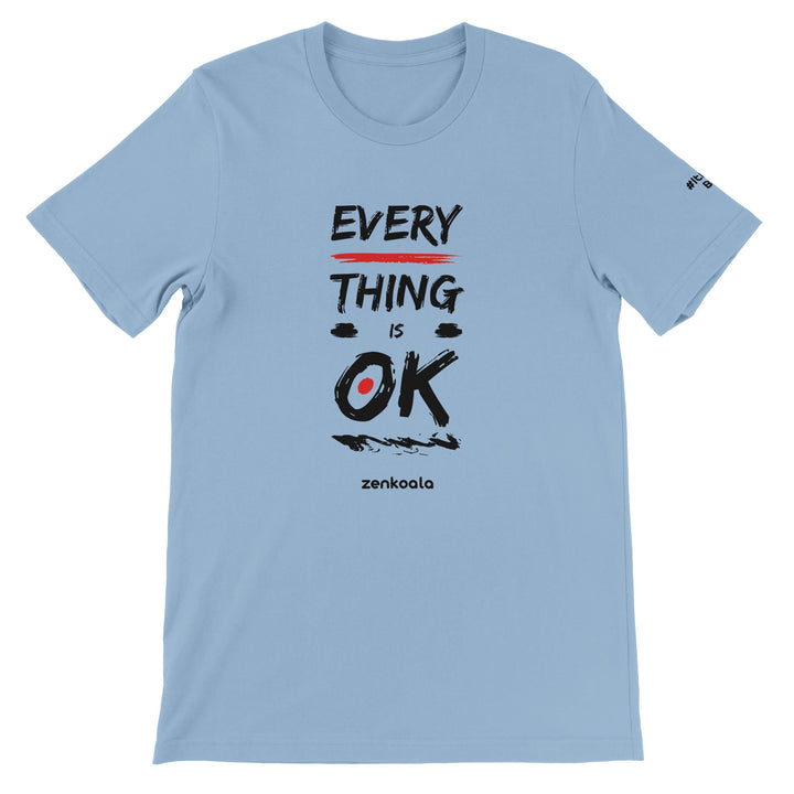 Everything is OK feel-good tee in light blue, Zen Koala Australia