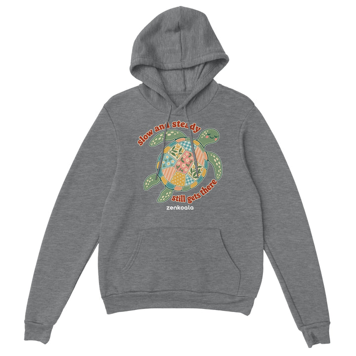 Slow and Steady Turtle feel-good hoodie in sport grey, Zen Koala Australia