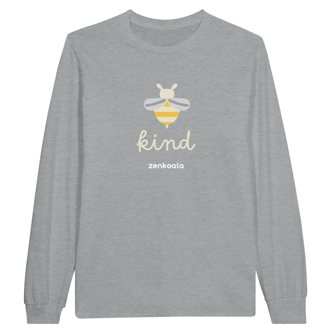 Bee Kind feel-good long sleeve tee in sports grey, Zen Koala Australia