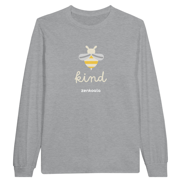 Bee Kind feel-good long sleeve tee in sports grey, Zen Koala Australia