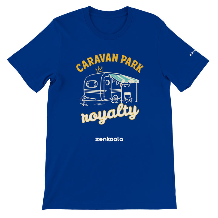 Caravan Park Royalty feel-good tee in true royal — Zen Koala Australia