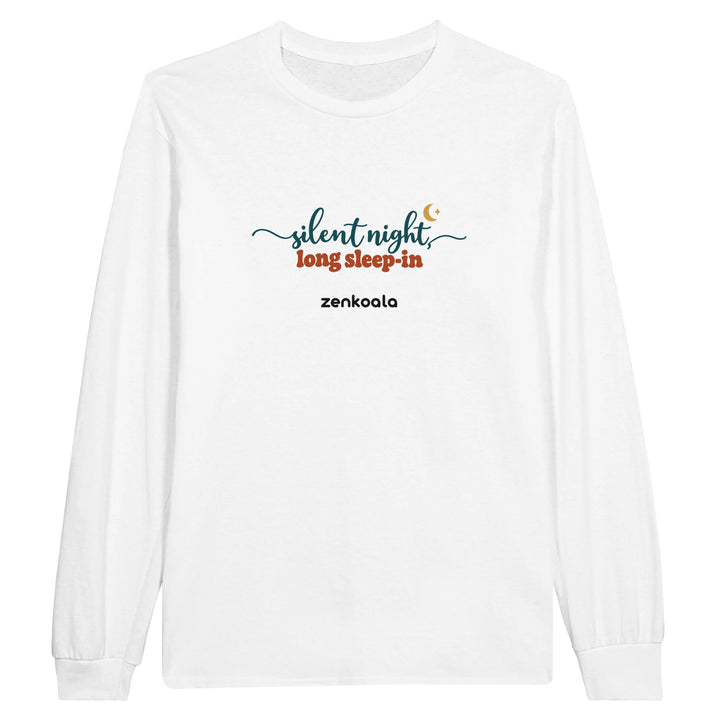 Silent Night Long Sleep-In feel-good long sleeve tee in white, Zen Koala Australia