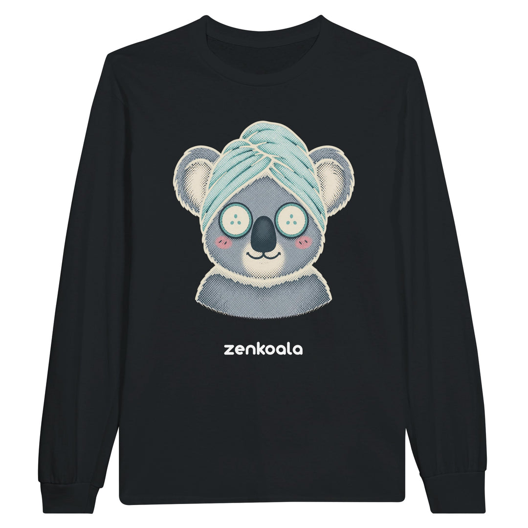 Koala Spa Day long sleeve tee in black — Zen Koala Australia