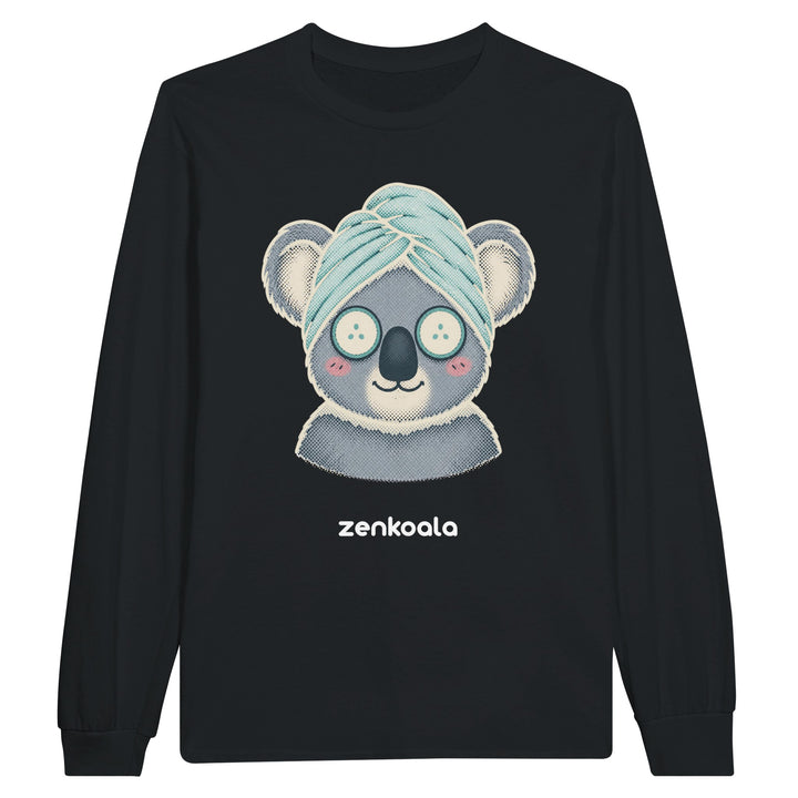 Koala Spa Day long sleeve tee in black — Zen Koala Australia