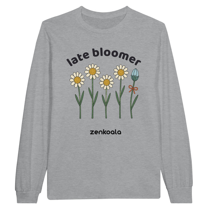 Late Bloomer long sleeve tee in sports grey — Zen Koala Australia