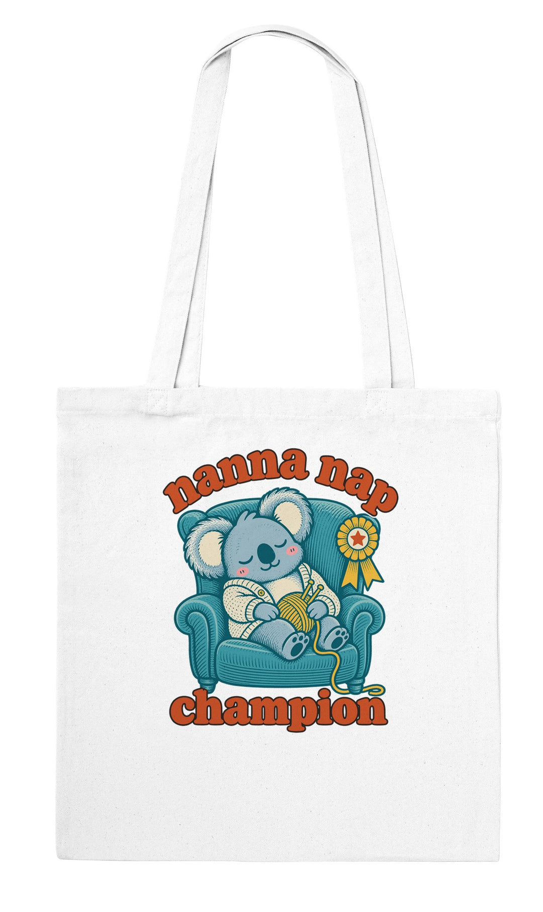 Nanna Nap Champion feel-good tote bag in white, Zen Koala Australia