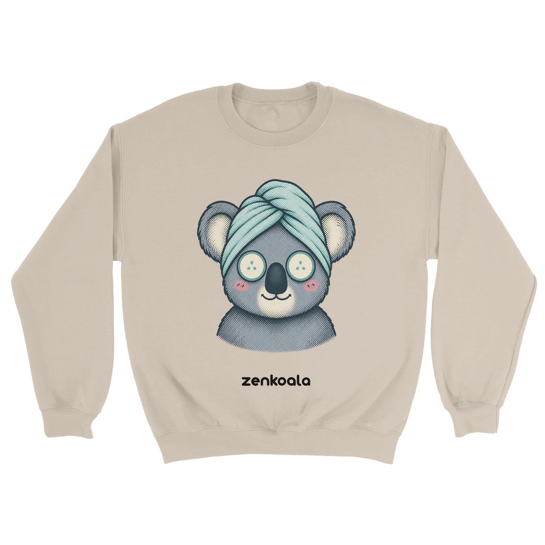 Koala Spa Day feel-good sweatshirt in sand — Zen Koala Australia