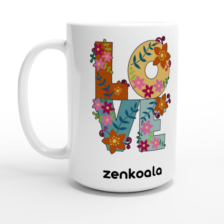 Love feel-good 15oz mug: love grown out of flowers and leaves, Zen Koala Australia