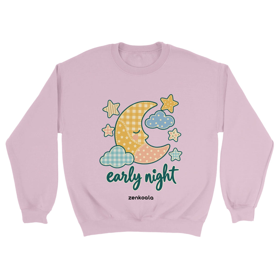 Early Night Moon feel-good sweatshirt in light pink, Zen Koala Australia