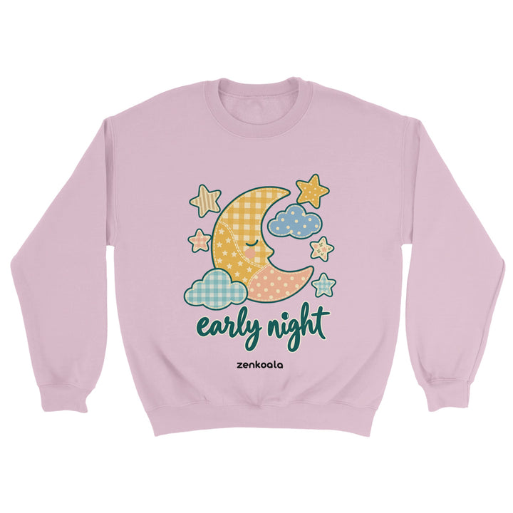 Early Night Moon feel-good sweatshirt in light pink, Zen Koala Australia