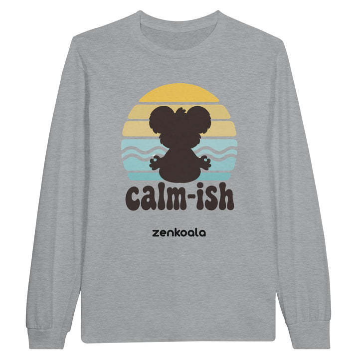 Calm-ish Retro Sunset Koala long sleeve tee in sports grey — Zen Koala Australia