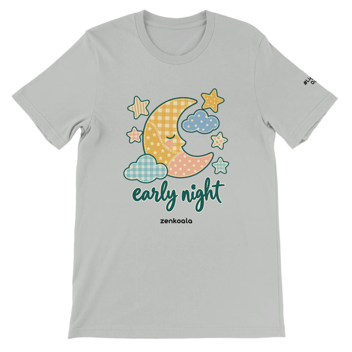 Early Night Moon feel-good tee in silver, Zen Koala Australia
