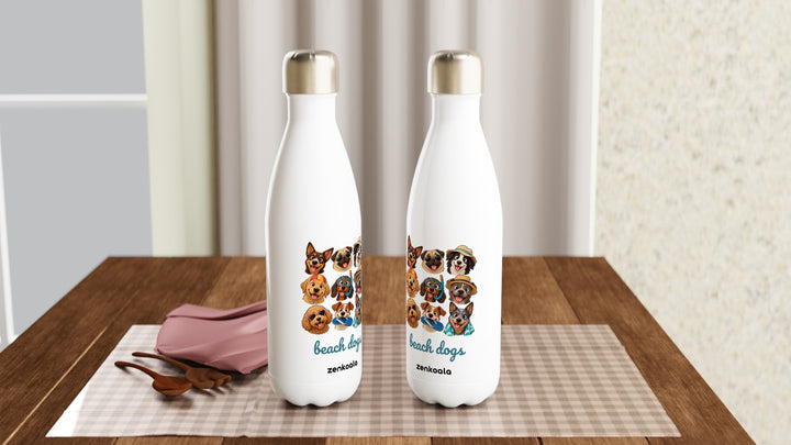 Two Beach Dogs water bottles on a table, Zen Koala Australia
