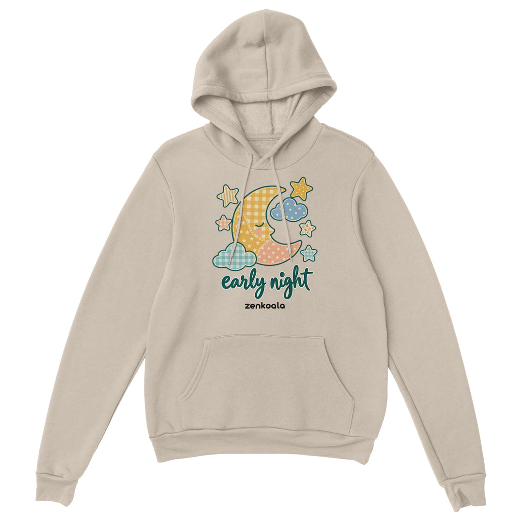 Early Night Moon feel-good hoodie in sand, Zen Koala Australia