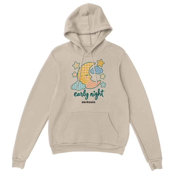 Early Night Moon feel-good hoodie in sand, Zen Koala Australia