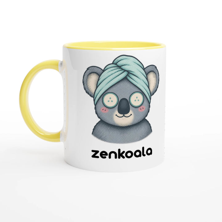 Koala Spa Day feel-good mug, yellow inside — Zen Koala Australia